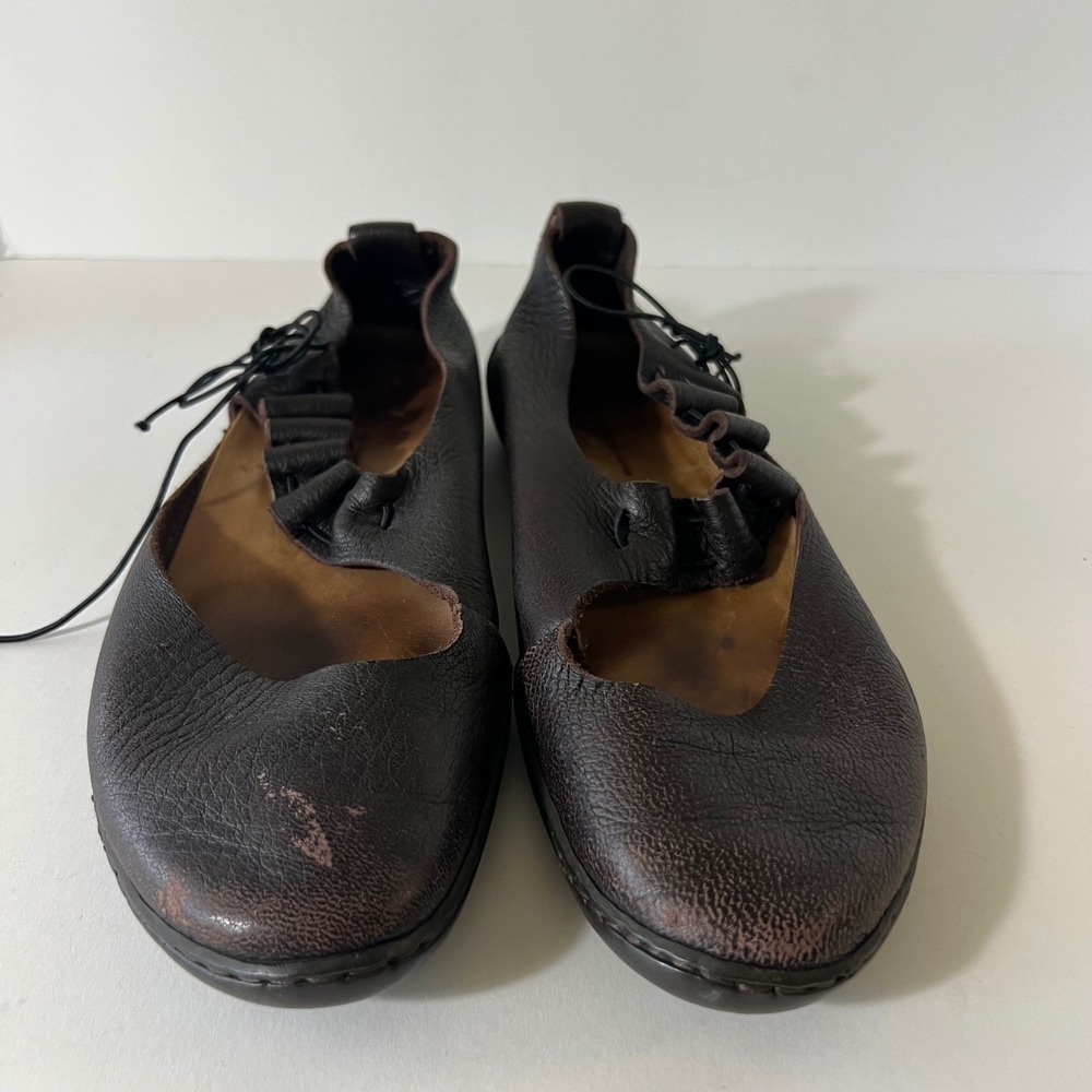 Womens Trippen Leather Boho Mary Jane Ballerina Shoes Brown 40 Made in Germany